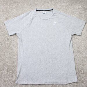 Gymshark Shirt Mens XL Gray Critical 2.0 Cotton/Poly Stretch Gym Short Sleeve